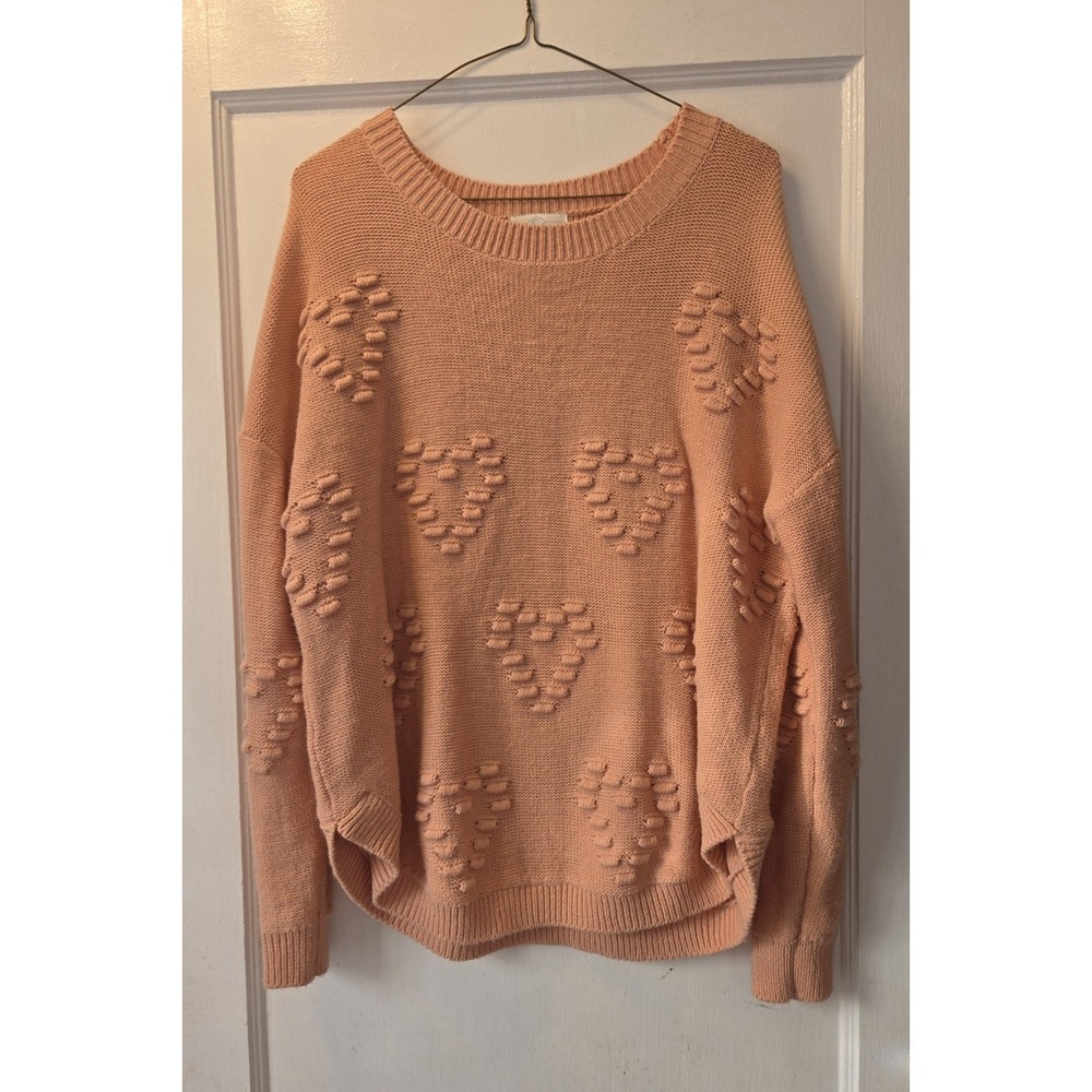 Jun & Ivy Women Pink Pullover Sweater Medium Hearts